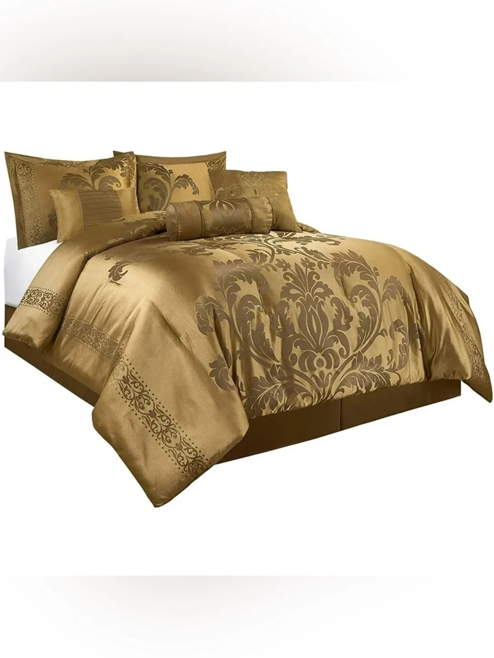 Gold Damask Comforter Set - Luxury Home Bedding